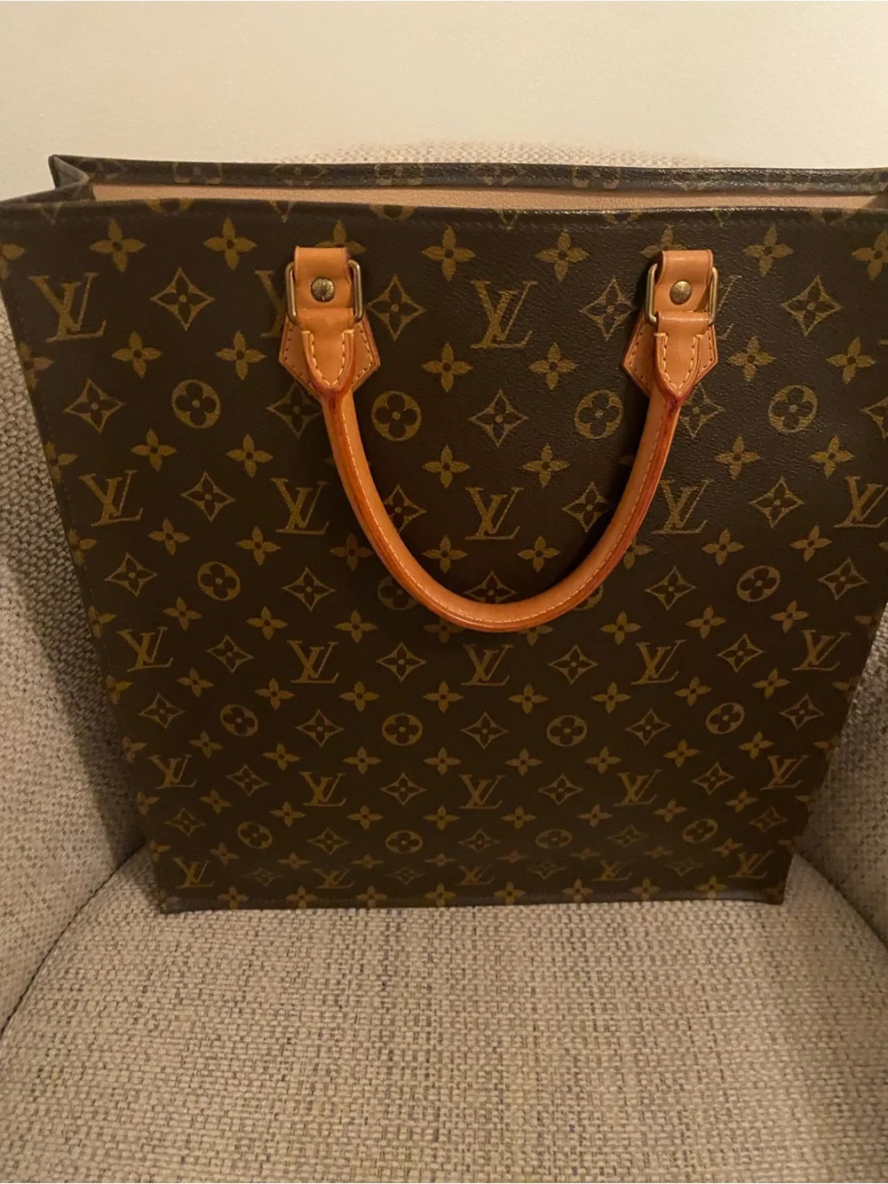Sac Plat Tote Louis Vuitton Monogram Vachetta Handles. Iconic.